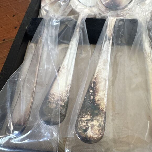 Vintage Sheffield England Silverplate 6 Grapefruit Spoons, 1 Sugar Spoon w/box - Picture 3 of 15